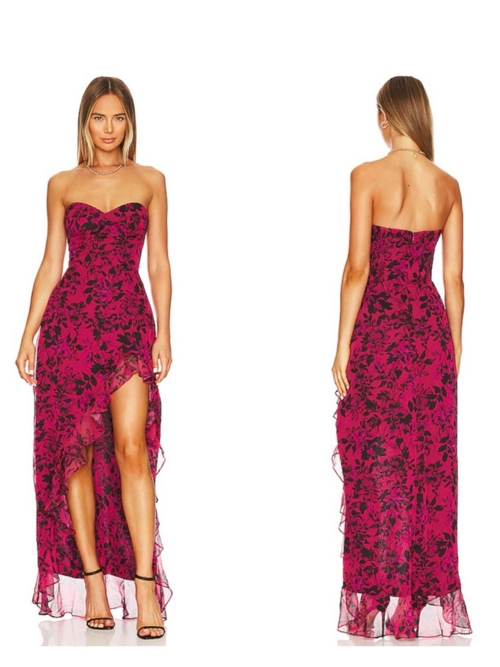 Amanda Uprichard Eden Poppy Floral High Low Gown Size L